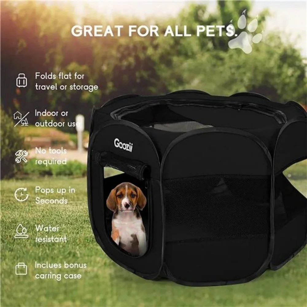 Playpen for Indoor Cats, Portable Foldable Pet Dog Playpen (Black, Small Size)